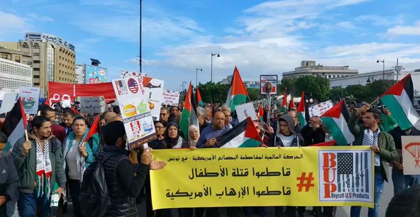 وقفة احتجاجية أمام الأمم المتحدة في تونس تضامناً مع الشعب الفلسطيني في اليوم العالمي للتضامن