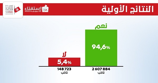 هيئة الانتخابات: مشروع الدستور يمر بـ94.60% إجابة بنعم