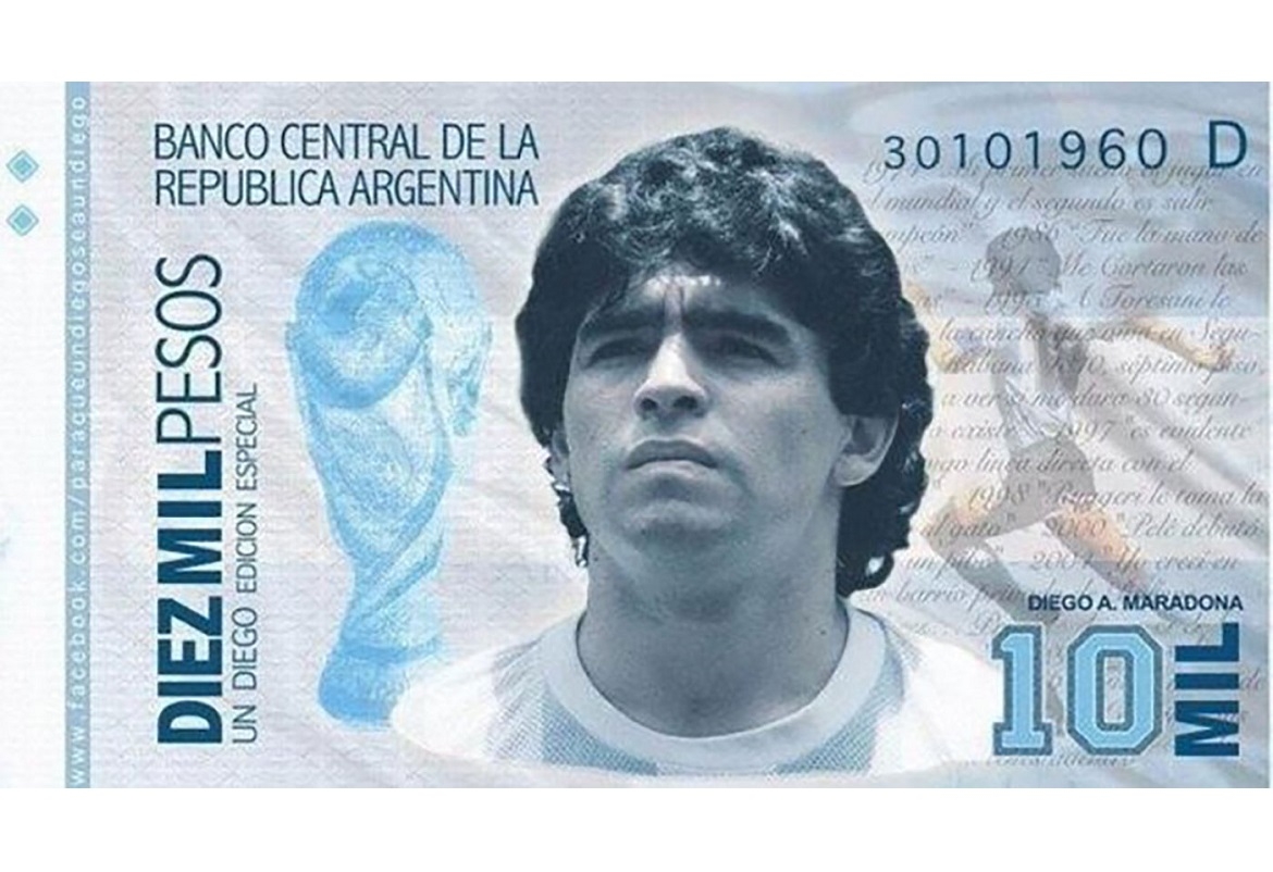 صورة مارادونا على ورقة مالية في الأرجنتين