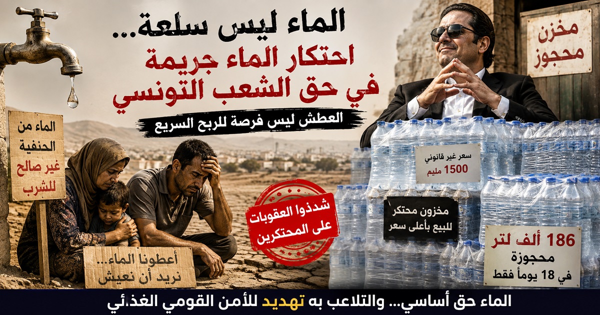 حين يصبح الماء سلعة للاحتكار.. جريمة في حق التونسيين وتهديد للأمن القومي الغذائي