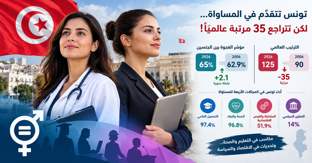 تونس تتقدّم في المساواة… لكن تتراجع 35 مرتبة عالمياً!